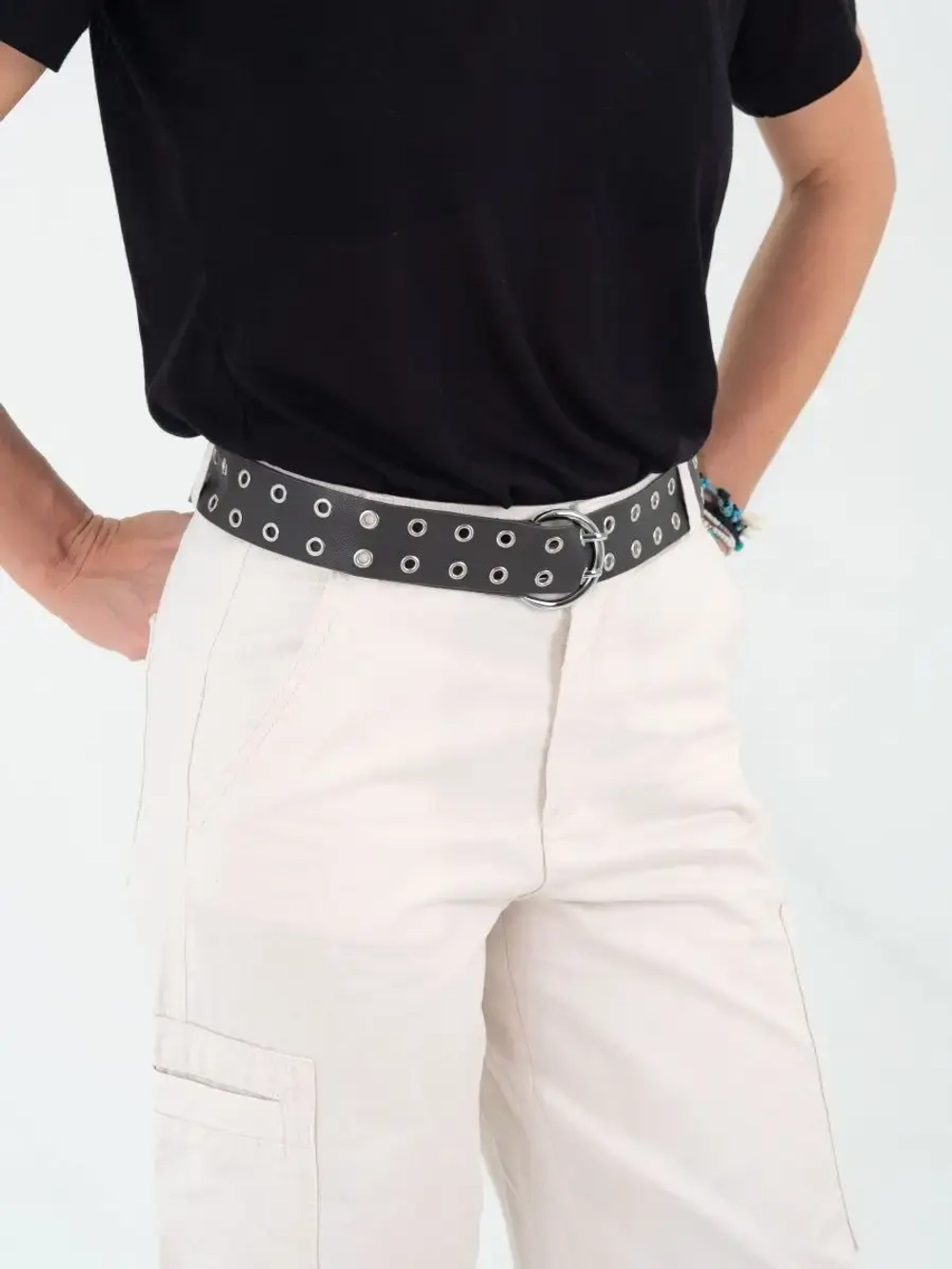 Ремень женский с двумя рядами люверсов