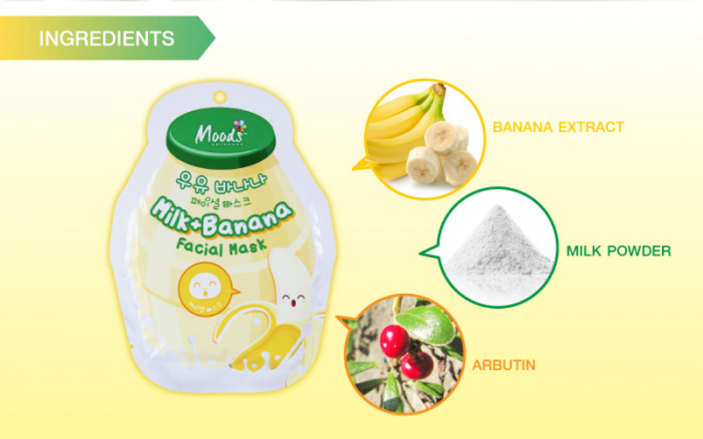 Тканевая маска для лица Belov Moods Milk+Banana Facial Mask, 38 гр