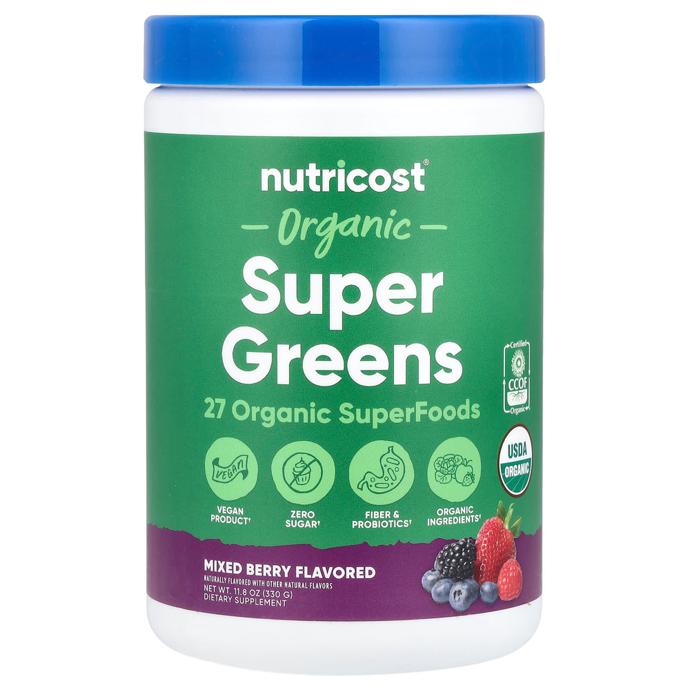 Nutricost, Органическая суперзеленая, ягодное ассорти, 330 г (11,8 унции)