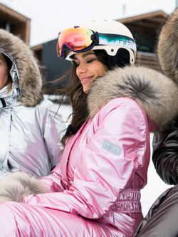 Premium Розовый металлик Комбинезон женский зимний