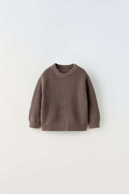 ZARA ТРИКОТАЖНЫЙ СВИТЕР, СЕРОВАТО-КОРИЧНЕВЫЙ