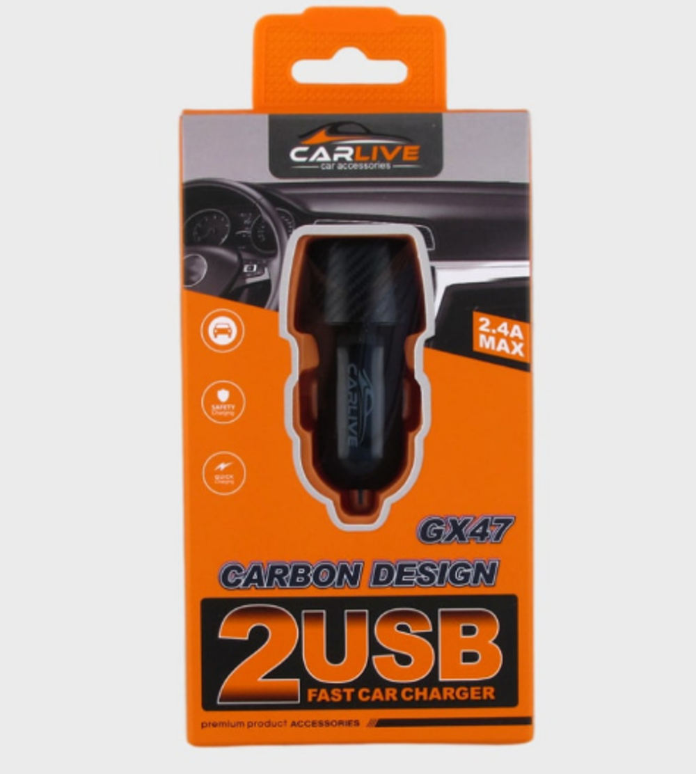 Автомобильный адаптер питания Carlive GX47 2USB 2.4A (черный)