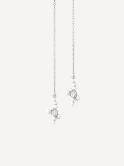 Серьги-продёвки из серебра со вставками из бесцветных фианитов