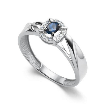 Кольцо из белого золота с сапфиром и бриллиантами 16437-202