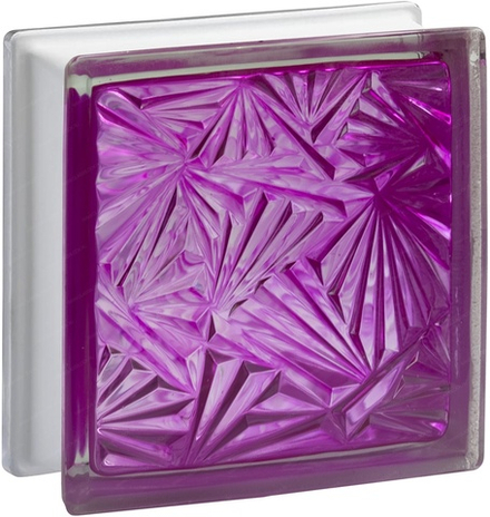 Стеклоблок Vitrablok Мороз Малиновый 19x19x8 - окрашенный внутри