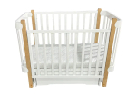 Детская кроватка Solnyshko с ящиком (поперечный маятник, съемная стенка, колеса)
