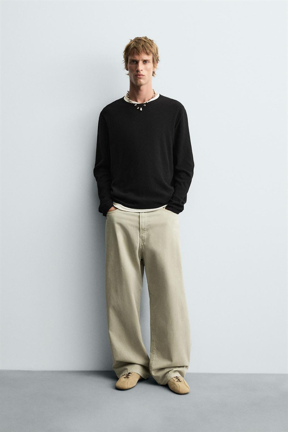 ZARA ДЖЕМПЕР СВОБОДНОГО КРОЯ, ЧЕРНЫЙ