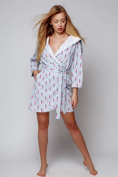 Халат Lipstick с принтом (Размер: L-XL) (Цвет: серый)