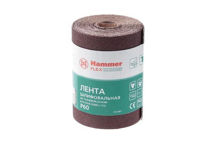 Лента  шлиф. Hammer Flex  216-001 115х5м  P60 ткан. основа, рулон