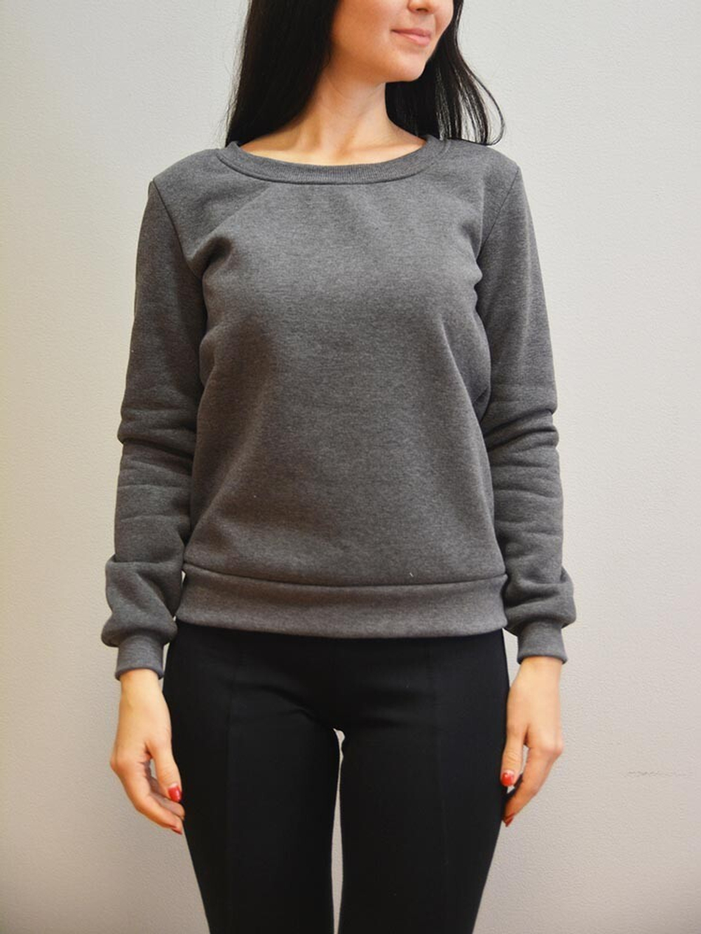 СВИТШОТ ЖЕНСКИЙ ФЛИС, 280 гр, темн.меланж, M-301_46 (М)