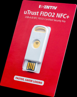 Identiv uTrust FIDO2 NFC+ Security Key USB-A Многофункциональный ключ безопасности с поддержкой FIDO2, PIV, TOTP/HOTP и NFC