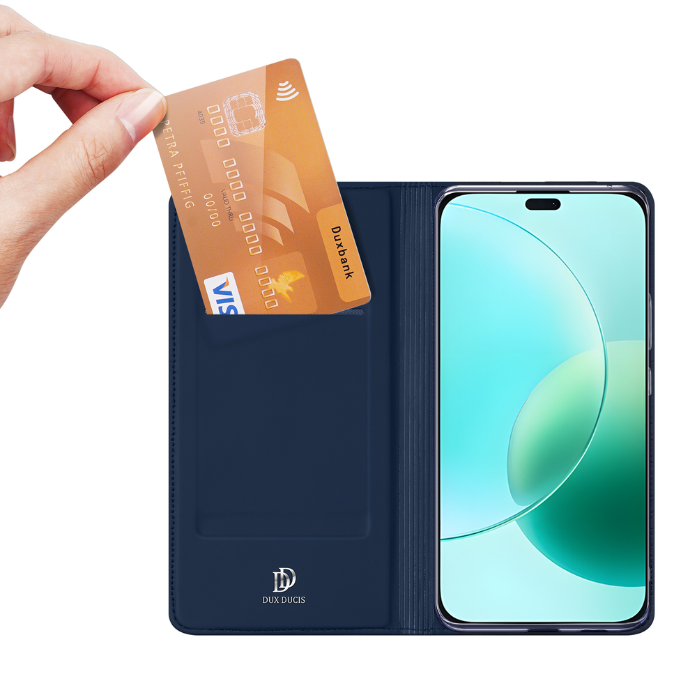 Чехол книжка из PU кожи синего цвета от Dux Ducis для смартфона Honor 400 Lite, серия Skin Pro Series Case