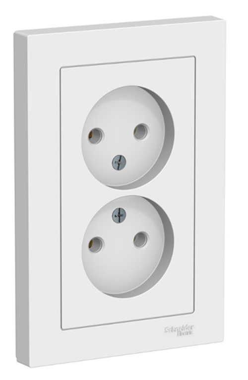 Розетка 2-м СП AtlasDesign 16А IP20 без заземл. в сборе бел. SE