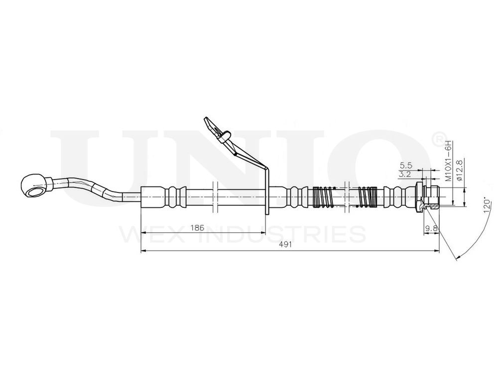 Шланг тормозной передний правый UNIO BRH-10090