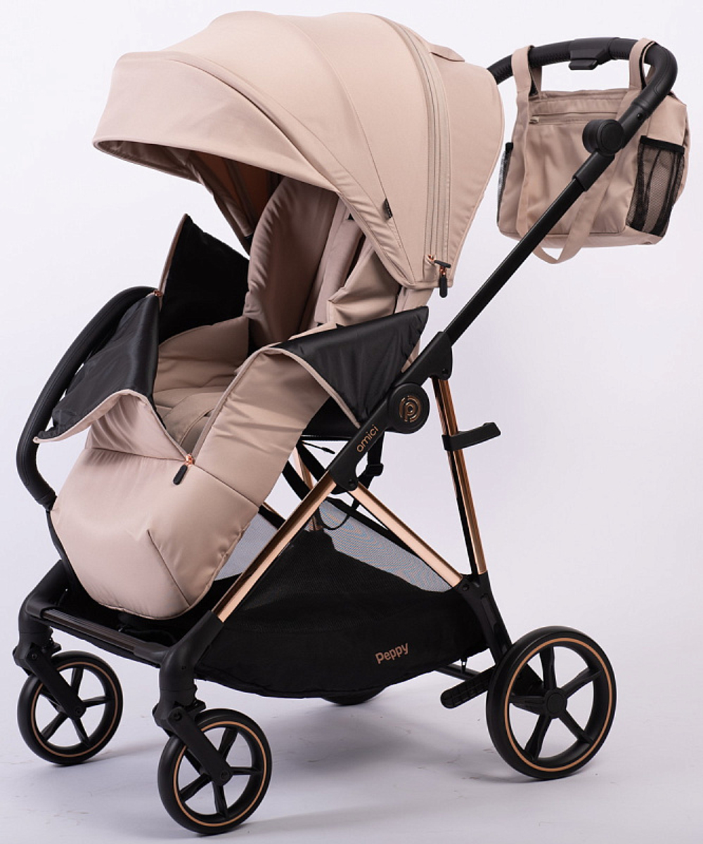 Прогулочная коляска Peppy Amici Beige рама Gold