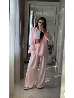 Костюм двойка брючный трикотажный в рубчик oversize