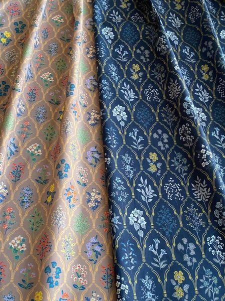 ЦВЕТОЧНЫЙ АРАБЕСК, синий 100% хлопок Handmade Fabrics 6