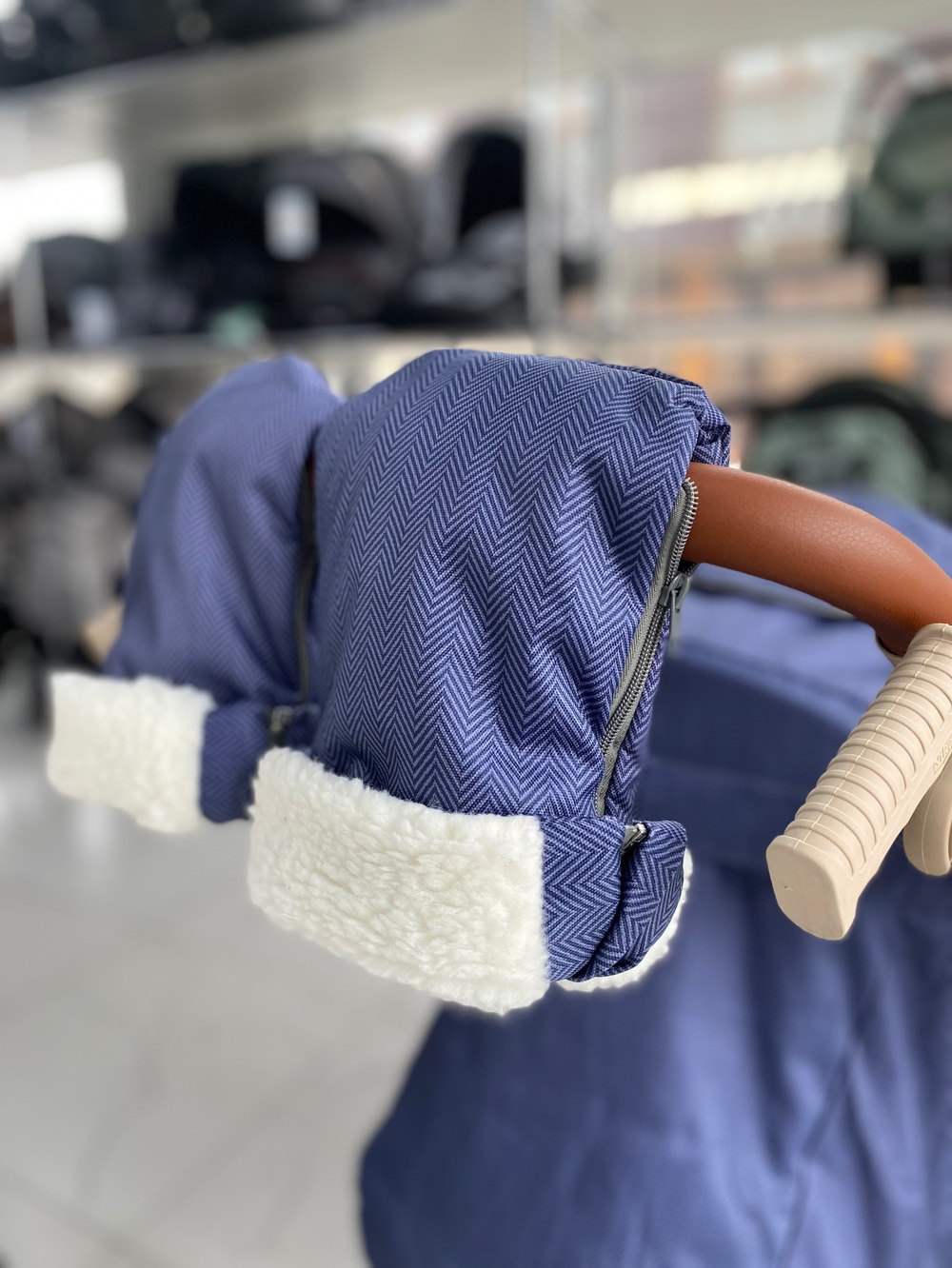 Коляска комбинированная «Ника Детям 7-8K» в ёлочку синий (арт. НД7-8K/1)