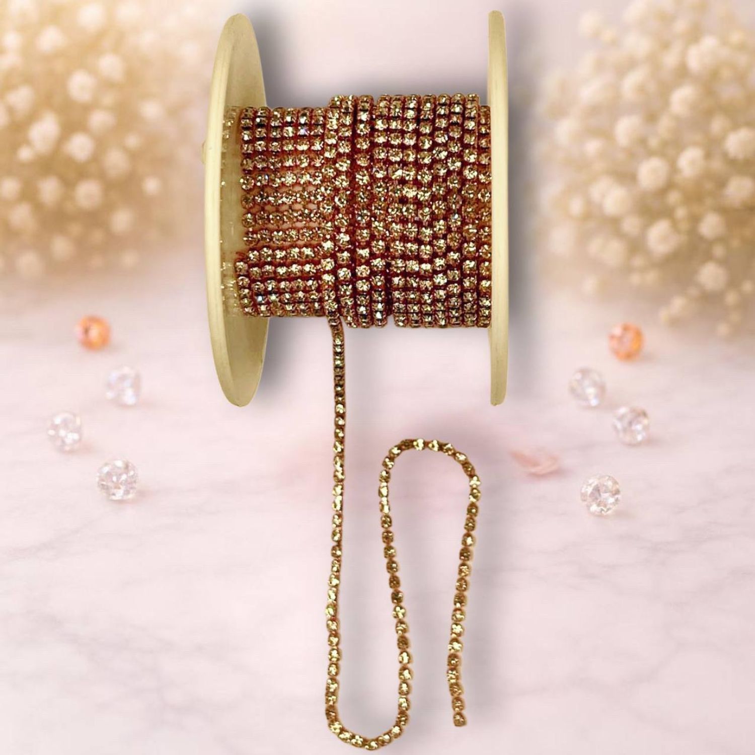 Стразовая лента 2мм цвет розовый-белый ( 1м)