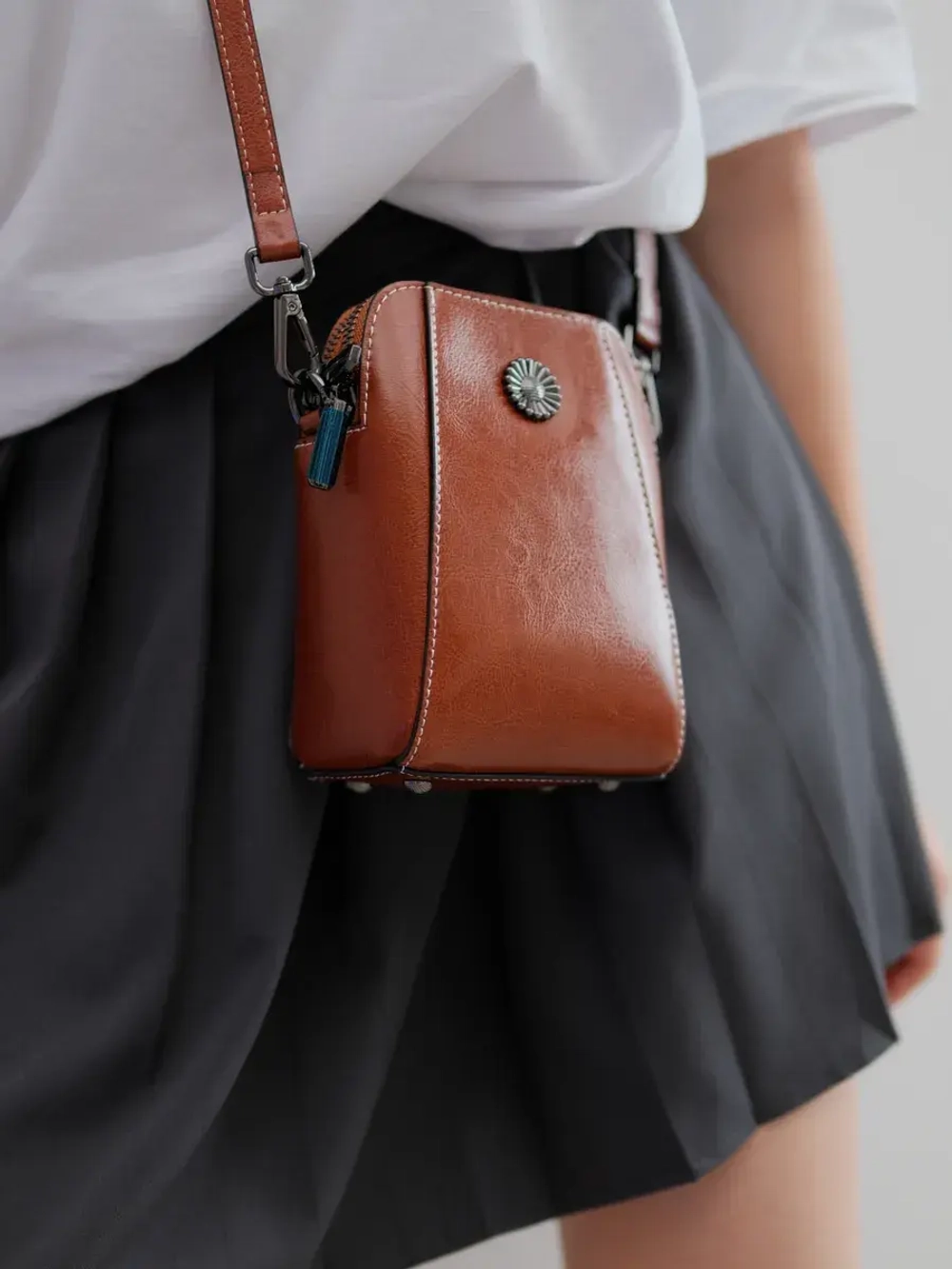 Сумка через плечо маленькая кросс боди для телефона кожаная