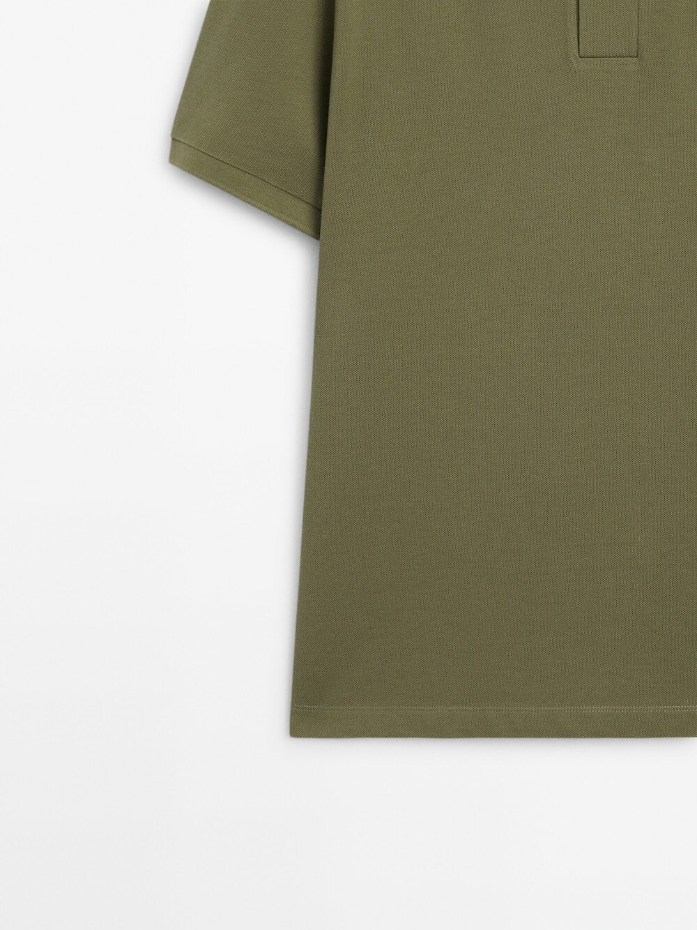 Massimo Dutti Поло из рельефного хлопкового пике, оливковый