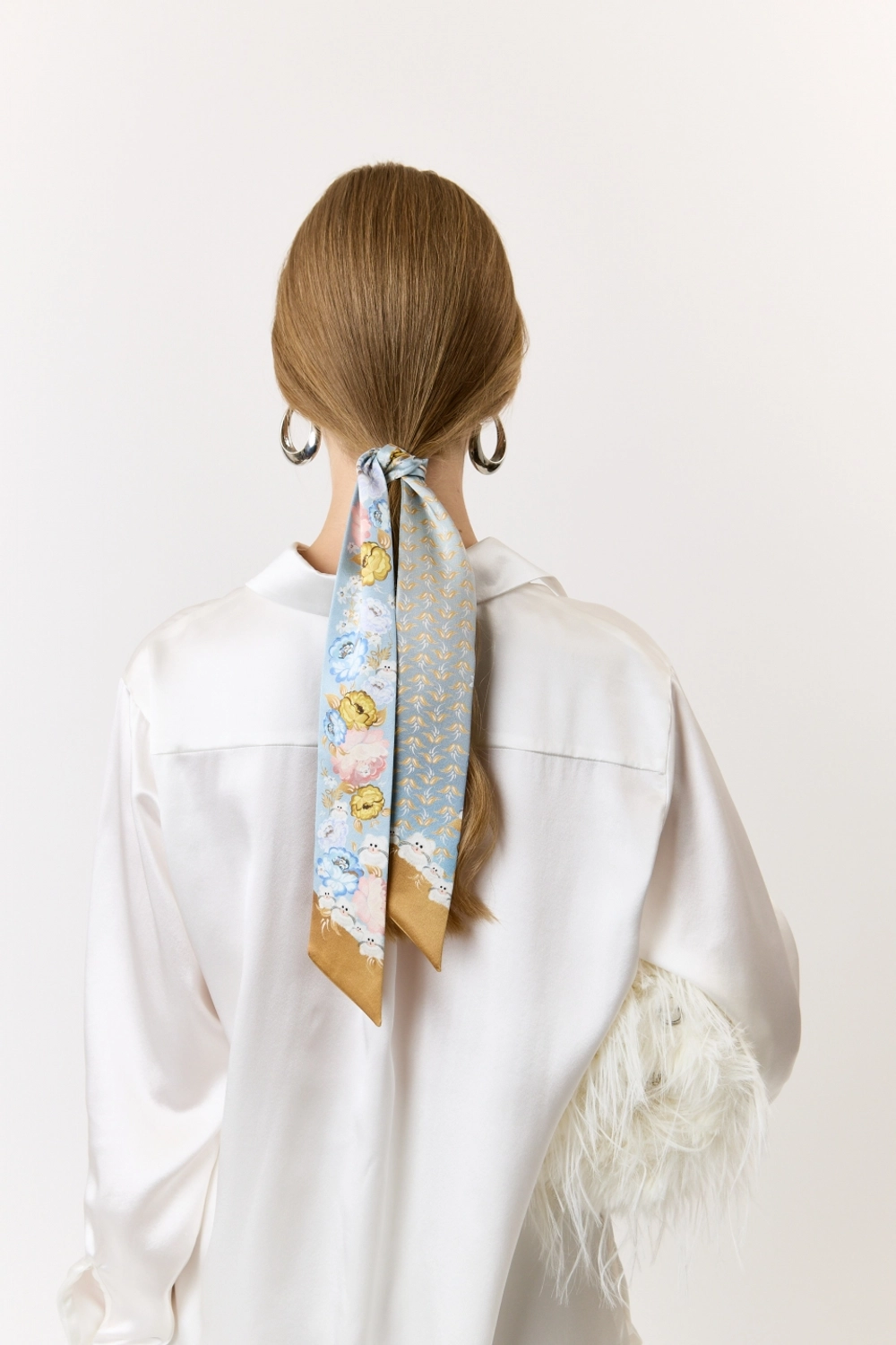 Шелковый твилли шарф пушистый букет