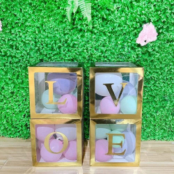 Набор коробок для шаров Love, Золото, Металлик, 30*30*30 см, 4 шт. в кор.