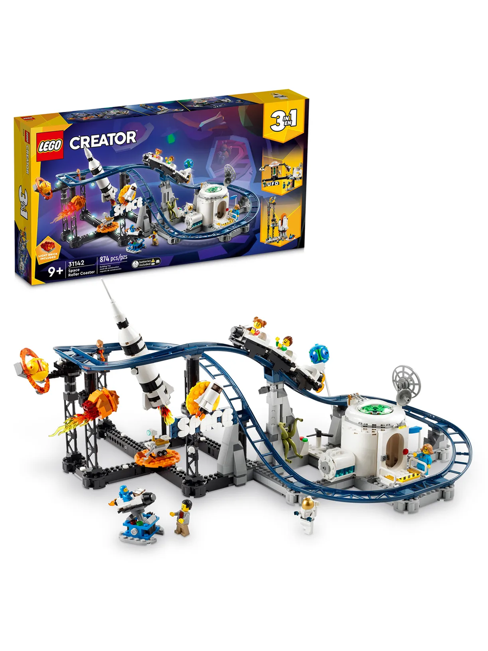 LEGO Creator Space Roller Coaster 31142 лего 3в1 – космические американские горки, конструктор парк аттракционов с минифигурками, оригинал ЛЕГО 31142