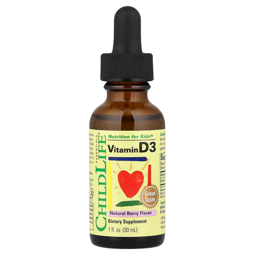 ChildLife Essentials, витамин D3, с натуральным ягодным вкусом, 12,5 мкг (500 МЕ), 30 мл (1 жидк. унция)