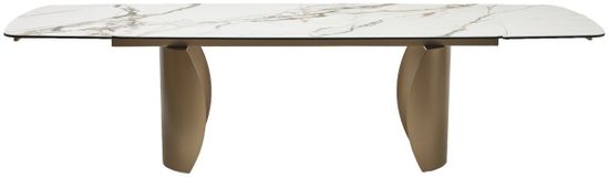 Стол BRONTE 200 раскладной KL-188 Контрастный мрамор матовый, итальянская керамика/ Шампань