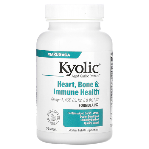 Kyolic, добавка для поддержки здоровья иммунной системы, сердца и костей, 90 капсул