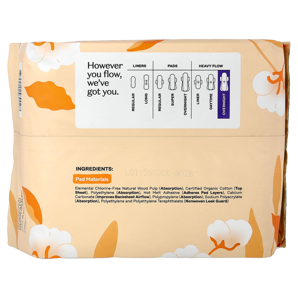 The Honey Pot Company, ночные прокладки с крылышками из 100% органического хлопка, плотные, 16 шт.