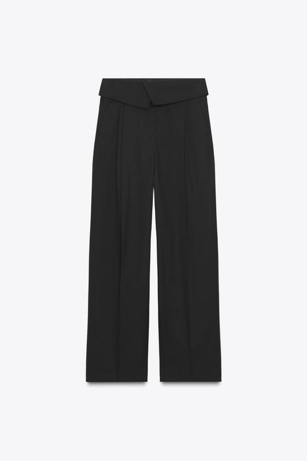 ZARA БРЮКИ С ОТЛОЖНЫМ ПОЯСОМ ИЗ ШЕРСТИ — ZW COLLECTION, ЧЕРНЫЙ