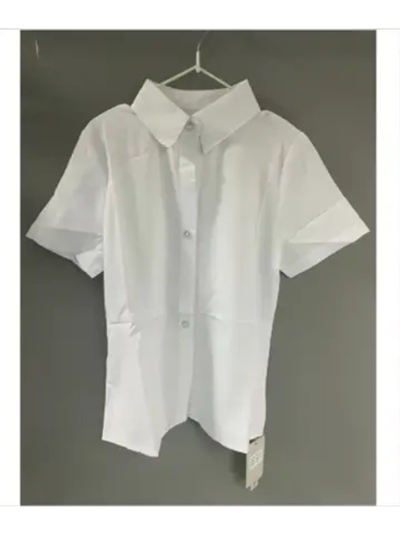 Белая рубашка школьная для девочки с коротким рукавом