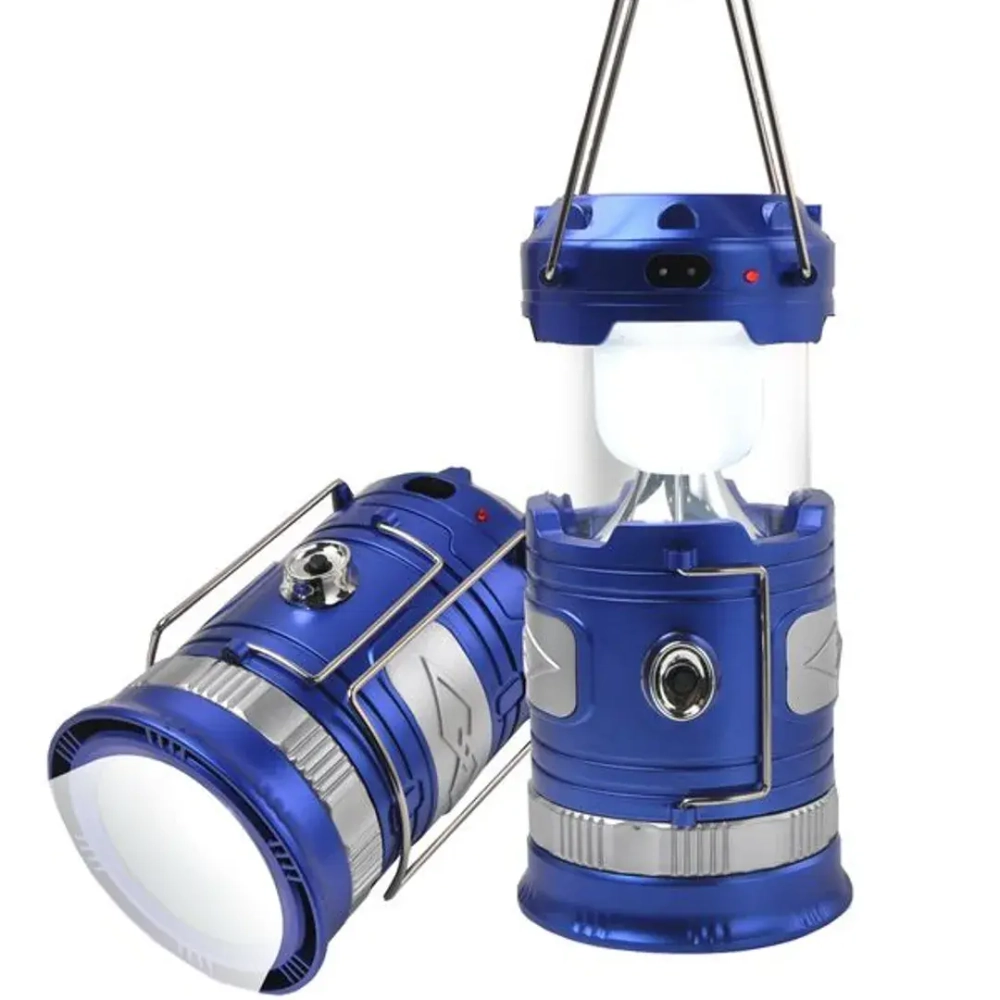Фонарь трансформер светодиодный аккумуляторный Blue (1 LED+6 LED, зарядка 220V + солнечная батарея) Forsage F-RF-D017(blue)