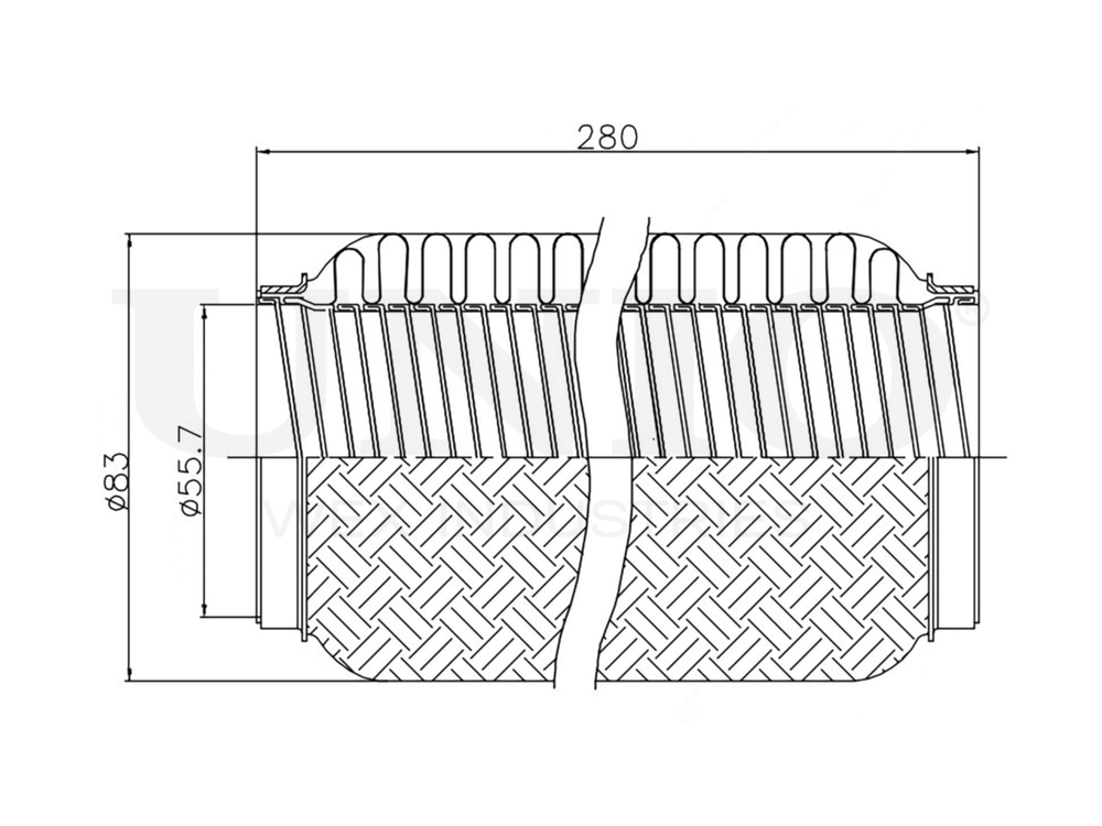 Гофра глушителя 55x280 мм InterLock UNIO EXP-55280L