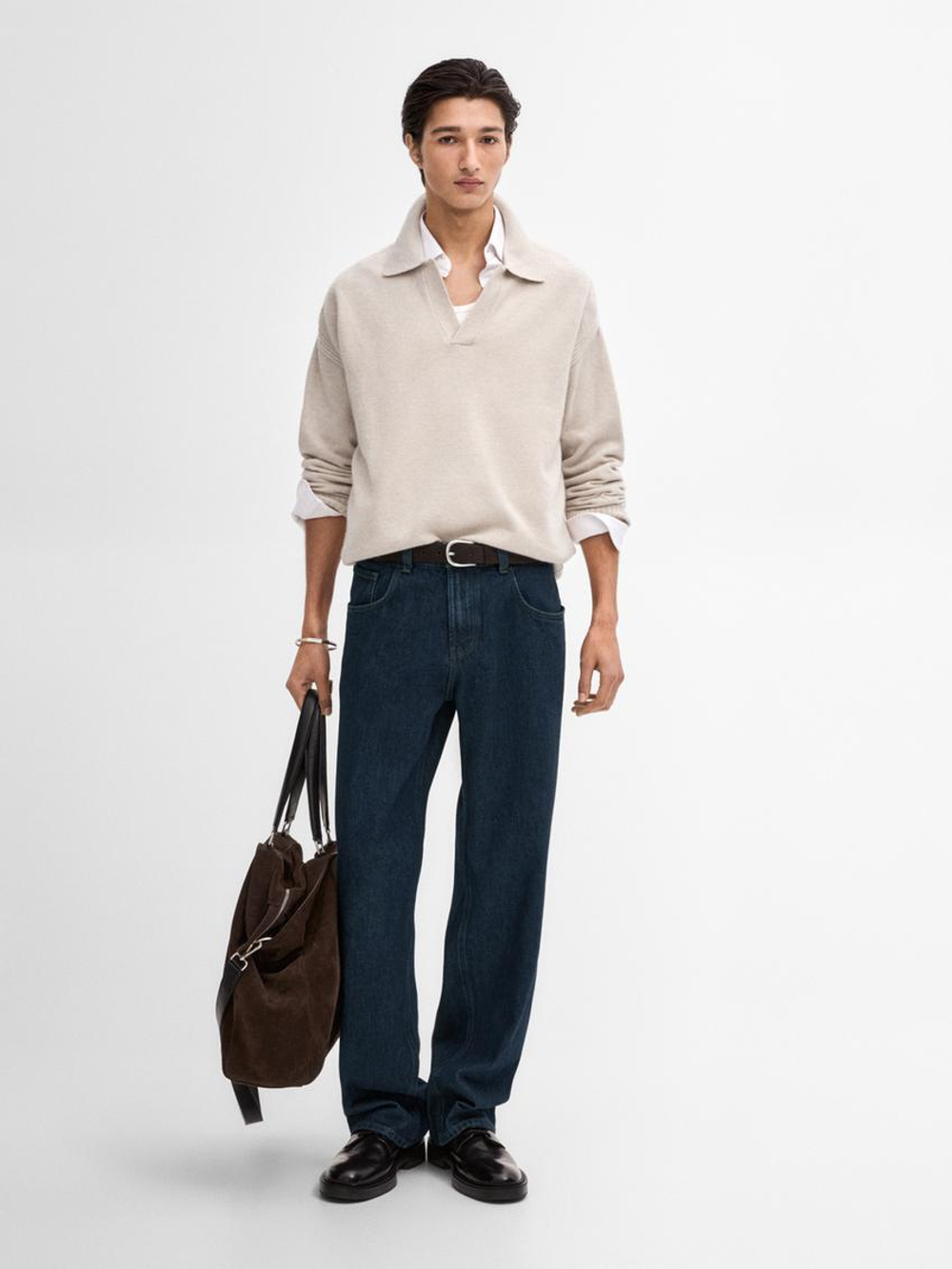 Massimo Dutti Свитер из смесовой шерсти, бежевый