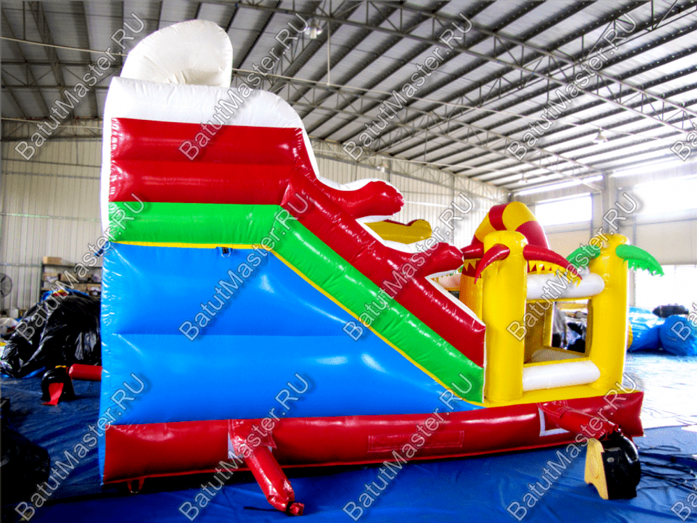 Коммерческий батут "Белый клык" с механизированной головой, цвет красно-желтый, 6*5*4 м