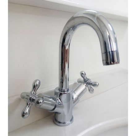 Смеситель для раковины Vitra Juno двухрычажный на 1 отверстие, без донного клапана, хром A40941EXP