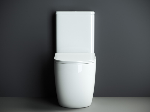 Унитаз-компакт безободковый Ceramica Nova Mia CN1801-B с крышкой-сиденьем микролифт, белый глянец