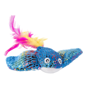 Mr.Kranch Игрушка для кошек Скат плюшевая с кошачьей мятой и перышками 16 см голубая (34002)