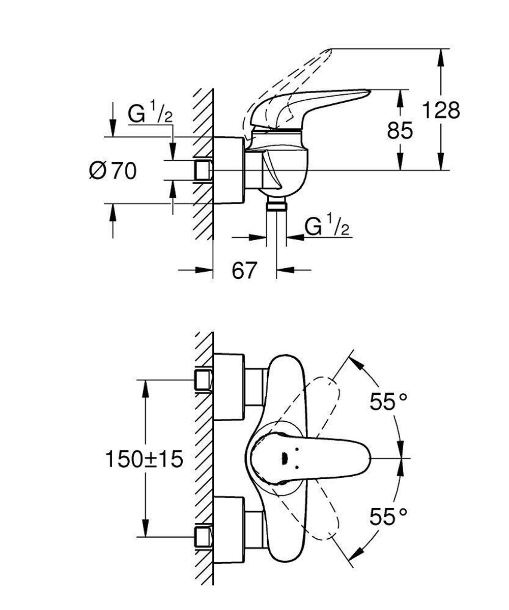 Смеситель однорычажный для душа GROHE Wave 32287001