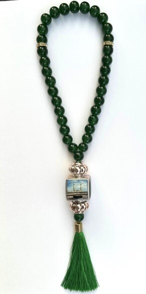 Амулет подвеска мусульманский зеленая c бусами + кааба (P.R.C.)