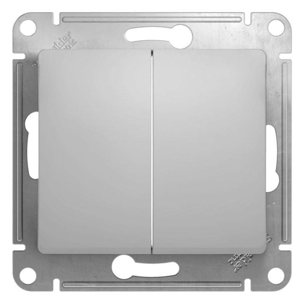 Выключатель 2-кл. СП Glossa 10А IP20 (сх. 5) 10AX механизм алюм. SE GSL000351