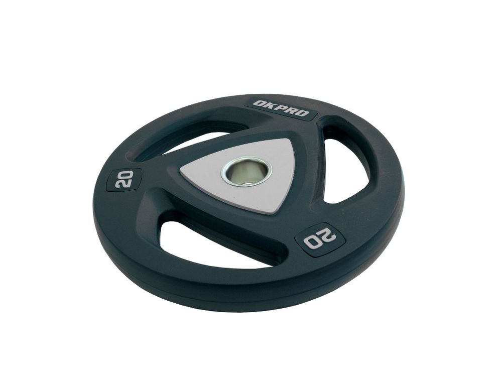 Диск олимпийский полиуретановый 20 кг OKPRO серый лого