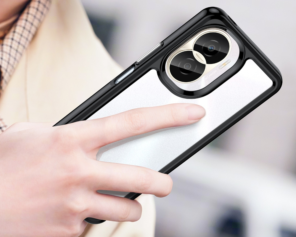 Усиленный защитный чехол с рамками черного цвета для смартфона Honor X40i, мягкий отклик кнопок