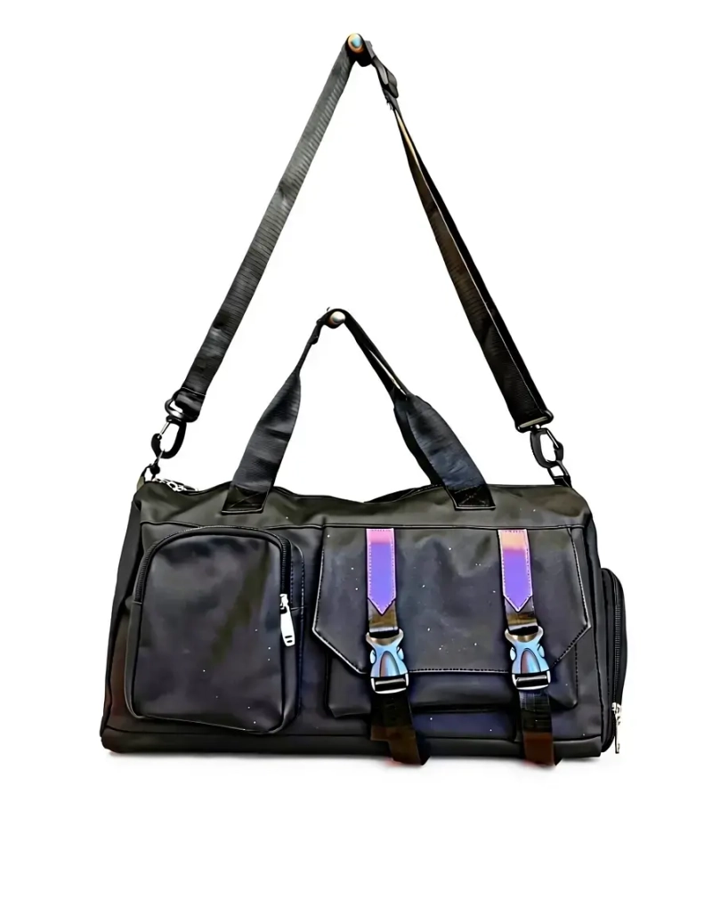 Сумка спортивная QOZA, черная, 23 л., накладные карманы