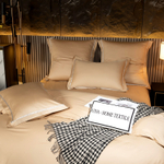 Комплект постельного белья Однотонный Сатин Премиум широкий кант на резинке OCPKR026