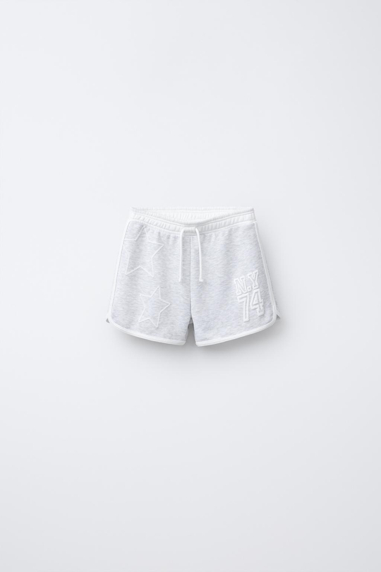 ZARA ШОРТЫ В СТИЛЕ ПРЕППИ ИЗ МЯГКОЙ ТКАНИ, СЕРЫЙ С МЕЛАНЖЕВЫМ ЭФФЕКТОМ