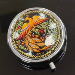 Сувенирный контейнер для хранения мелочей с ручной росписью Палех "Жар-птица"